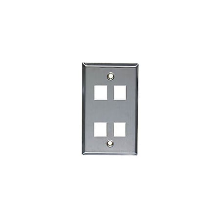 Allen Tel Versatap Faceplate, Stainless Steel, 4-Port ATBKF-VT-4